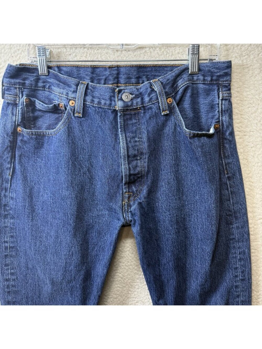 Levis 501 Jeans Mens 34x30 Blue Button Fly Denim Pants Classic Work Straight